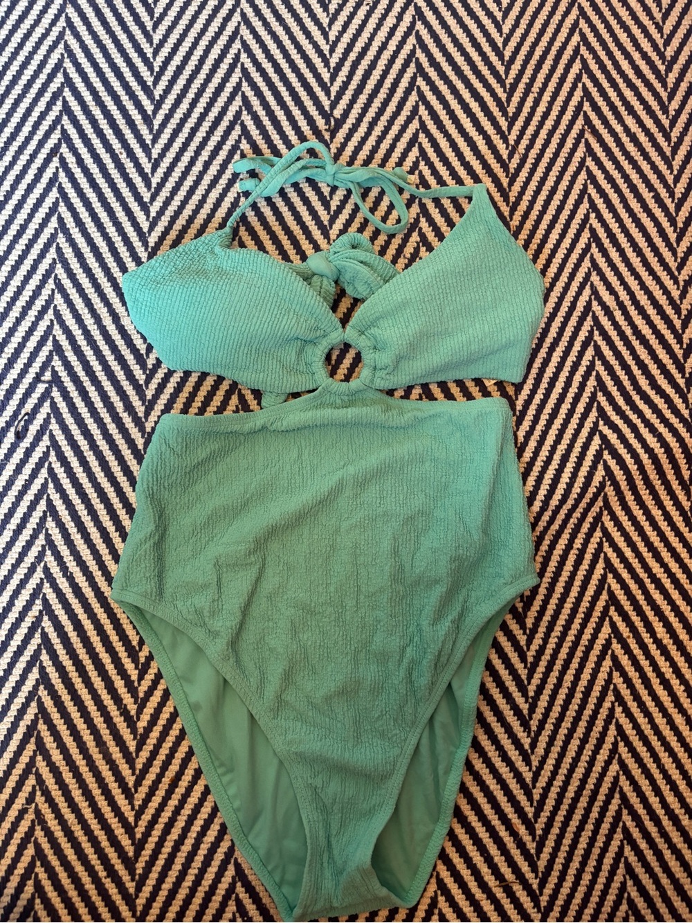Teal One-Piece Swimsuit with Ring Detail